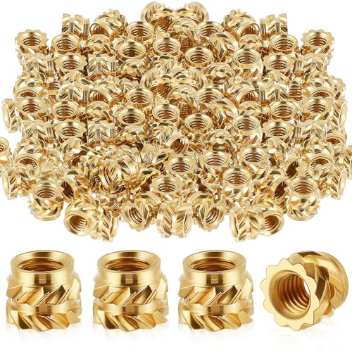 Yaocom 300 Pcs M3 Threaded Inserts M3 x D5 x L4 Heat Set Inserts Brass 3D Printing Knurled Metric Nuts for Plastic, 3D Printing Components