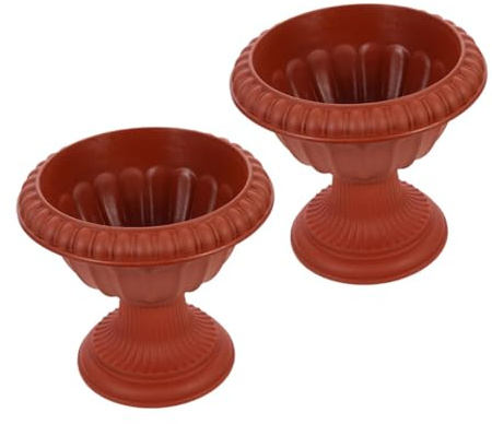 Zerodeko Urn Vintage Decorative Pots 2pcs Plastic Flower Roman Classic Planter Urns Elegant European Style for Tabletop Decoration and Wedding Coffee