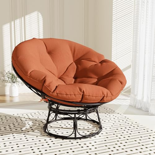 46 Papasan Chair with Cushion and Frame, Ergonomic Wicker Papasan Circle Chair for Living, Bedroom, Reading Room, Lounge