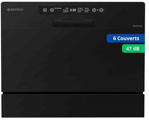 GEDTECH – Lavavajillas Table Top GLV6T47BL – 6 cubiertos – 47 dB – Inicio diferido