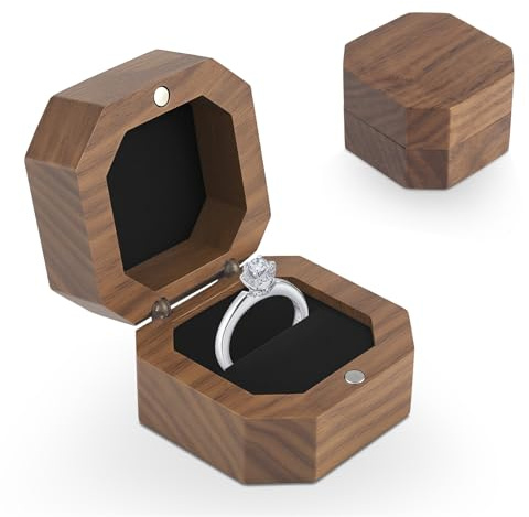Vintage Ringbox Hochzeit Aus Schwarzem Walnussholz – Ringschatulle Hochzeit Mit Weichem Samt, Ringbox Verlobung Für Eheringe, Ring Aufbewahrungsbox, Edles Ringkästchen Hoch zeit Für Antrag & Geschenk