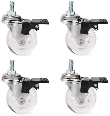 Esforzarse 4 ruedas giratorias, con pernos roscados M8 x 15 y rodamientos de bolas, ruedas para muebles con giro de 360°, ruedas pequeñas para muebles, ruedas de carga pesada con freno, ruedas para
