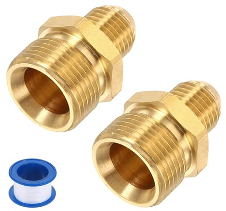 sourcing map 2 adattatori per idropulitrice, M22 da 14 mm maschio a M14 maschio, raccordi a connessione rapida, in ottone, con nastro sigillante per idropulitrici a pressione