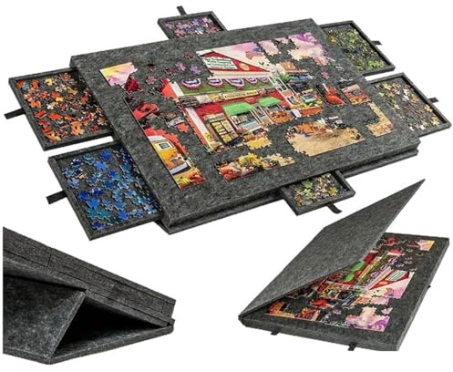 ByteRunning Tablero de Rompecabezas,Mesa de Rompecabezas Inclinable,Tablero de Rompecabezas de Fieltro Liviano,con Cubierta y Cajones de Clasificación,para Clasificar Y Guardar Piezas Rompecabezas