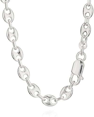 NKlaus 50cm Kaffeebohnenkette 925 Silber elegante Halskette Breite: 5,6mm Collier 19,8g schwer 5027