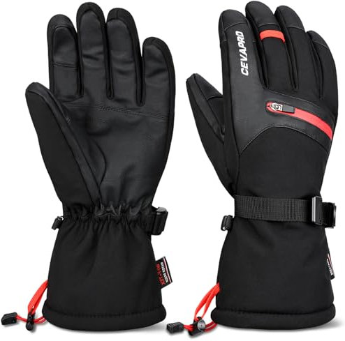 Cevapro Skihandschuhe Warme Winterhandschuhe wasserdichte Snowboard HandschuheTouchscreen Handschuhe für Herren Frauen zum Wintersport wie Skifahren Motorradfahren Fahrradfahren (L)