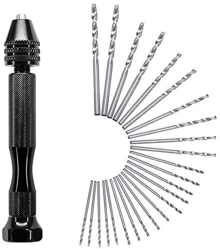 26 pezzi Trapano a Mano Punte Elicoidali,punte elicoidali per trapano Set 25 pezzi Micro Mini Twist Drill Bit Set con 1 pezzo trapano manuale strumenti per trapano manuale e lavorazione del legno