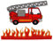 Bestellmich 2er Set Feuerwehr Leiterwagen und Feuer Flammen Aufnäher Bügelbild Patch