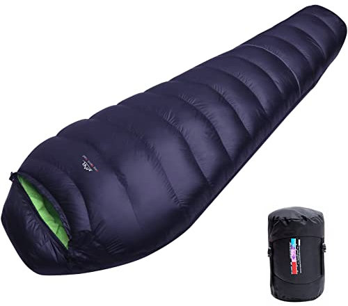 LMR Daunenschlafsacke Ultraleicht klein warm Camping Schlafsack,3/4 Jahreszeiten Mumienschlafsacke (Schwarz)