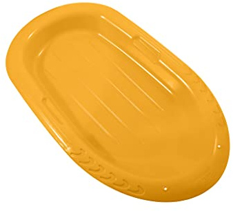 Superio Toboggan Snow Sled for Kids and Adults, 36 Heavy Duty Plastic Slider with Handles and Hole for Pull Ropes- Kid and Adult Winter Fun (Yellow-36)