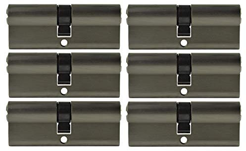 LÖWEN 80 mm 6x Zylinderschloss 40/40 Doppelzylinder gleichschließend Massive Schließzylinder inkl. 30 Wendeschlüssel A:40 B:40 6 er Set (80 mm 40/40, Profilzylinder 6 er Set gleichschließend)