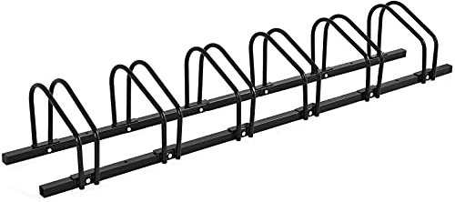 GOPLUS Soporte para Bicicletas, Aparcabicicletas para 4/5/6 Bicicletas, Montaje en Suelo y Pared, Aparcabicis para Bicicleta de Montaña, Bicicleta de Carretera, Garaje Jardín (Negro, 6 Bicicletas)