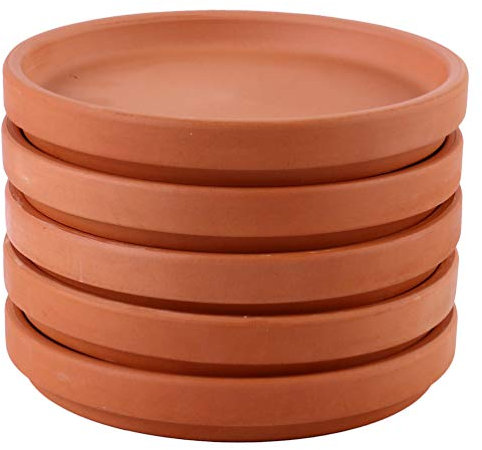 DOITOOL Blumentopf Untersetzer Rund Ton Sukkulenten Topf Untersetzer 8, 5cm 5 Stück Runder Teller Desktop Boden Pflanztopf Zimmerpflanzen Pflanzen Blumen Untertassen