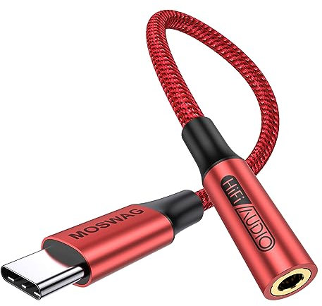 MOSWAG USB Typ C auf 3.5mm Kopfhörer Jack Adapter, Audio USB C auf Aux Dongle Kabel für iPhone 16 Pro Max/16 Pro/16 Plus/16/15 Pro/15, Samsung Galaxy S24 S23 S22 S21 S20, Huawei, Pixel, ipad und mehr