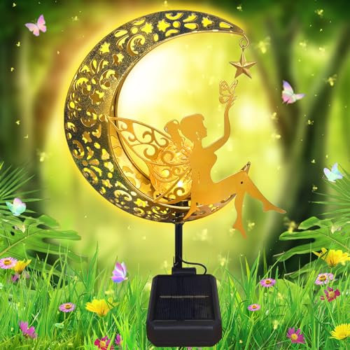 TZEKING Lampes Solaires de Jardin,Decoration Jardin Exterieur Lumière en Forme de Lune,Solaire Exterieur Jardin,IP65 Étanche Lampe Solaire LED,LED Boule de Verre Lumière pour Chemin Pelouse,Patio