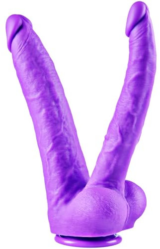 Fallo gigante realistico a doppia testa - Fallo in silicone da 26 cm, grande ventosa, stimolazione anale grossolana del punto G, grande plug vaginale e anale XXL, adatto per donne e giocattoli lesbici