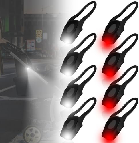 8 Stück LED Pram Light Kinderwagenlicht Silikon, Wasserdichte LED Silikonleuchten Kinderwagenlicht mit 2 Leuchtfunktionen, Kinderwagen Licht LED Silikon für Alle Kinderwagen Outdoor Läufer