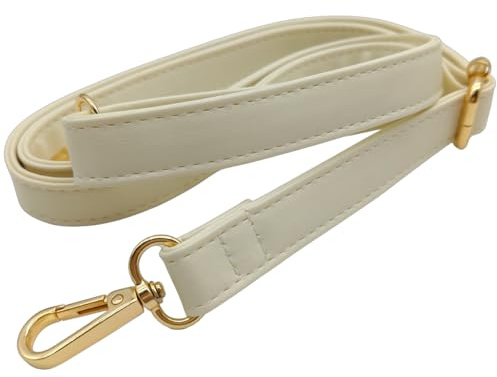 Justerbar ersättningsaxelrem i PU-läder för damväska, 90–125 cm ersättningsaxelrem för väska med guldkarbinhake, väskrem för crossbody/väska, handväska, 1,9 cm, 1706 (beige)