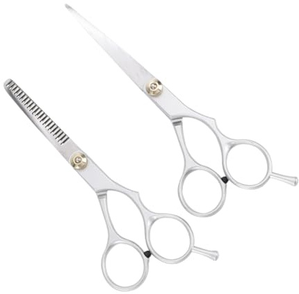Gogogmee 2 Piezas Tijeras Peluquería Profesionales Plata Tijeras Corte y Entresacar Acero Inoxidable Reposadedos para Estilistas