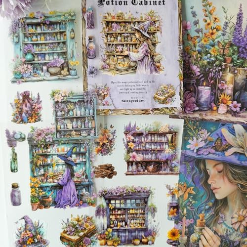 Magic Scrapbooking Accessori Kit,20 Fogli Fiore Adesivi per Scrapbooking per Scrapbook,Junk Journal,Journaling,Bullet Journal,Photo Frame(Flower Language)
