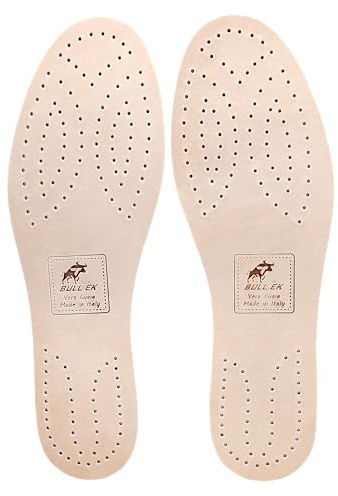 BullTek Semelles confort semelle intérieure en cuir pour homme femme dimensions 34 – 48 – Fabriqué à la main en Italie, ultra fin 2 mm, respirant, anti-odeur, doux et résistant (EU 44 – 28,5 cm)