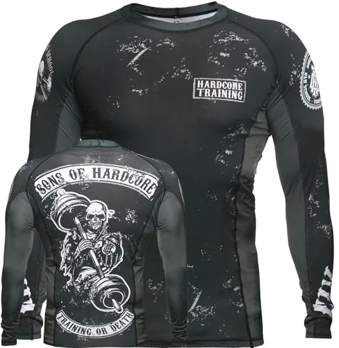 Hardcore Training Rash Guard Men's Chemise de Compression Homme MMA BJJ Fitness Arts Martiaux No Gi Grappling Boxe Workout