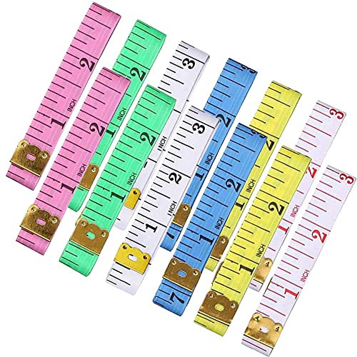 DXIA 12 Stück Weiche Maßband, Weiche Flache Lineal, Tuch Schneider Maßband, 150 cm, Körpermesslineal,für Nähen Tuch Herrscher Messwerkzeug, Zufällige Farbe