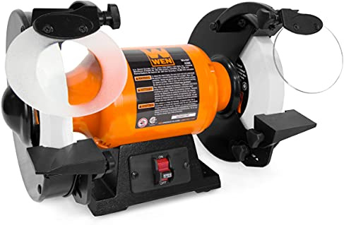 WEN BG4286 3-Amp 8-Inch Slow Speed Bench Grinder, Orange,black