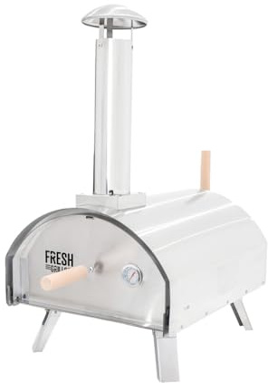 Horno de Pizza p/Exteriores Premium Extra Grande | Acero | Doble pared | Termómetro | Cocción en 60 segundos | Combustible: carbón, madera, pellets | Temp. hasta 600° C | Piedra y Pala p/pizza GRATIS