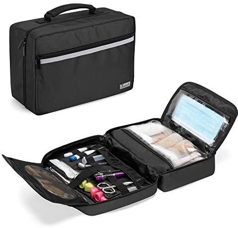 Trunab First Aid Kit Borsa Medica, Borsa Portatile per Forniture Mediche, Botiquin Primeros Auxilios con 2 Lembi Interni ed Tasche Multiple, Ideale per Casa, Campeggio, Viaggi ed Escursioni, Nero