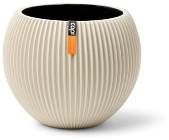 Capi Europe - Vase Boule Groove Colours - 12x10 - Beige - Ouverture Ø12 - Pot intérieur et extérieur - BGVBG109