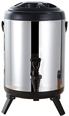 Thermo-Getränkespender mit Zapfhahn und Ständer, Urne aus 304 Edelstahl für heißes Wasser, Kaffee, Milch, Tee, doppelter Isolierbehälter, hält die Temperatur für 6–8 Stunden (schwarz, 11,5 l)