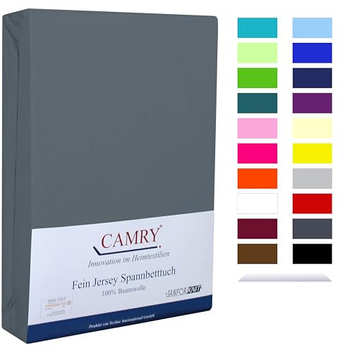 Camry Spannbettlaken Topper 140x200cm - 160x200cm Grau Baumwolle Bettlaken Jersey Spannbetttuch Oeko-Tex 100