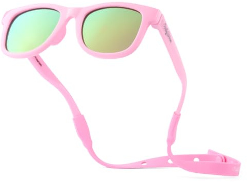 BABY SUNNIES Polarised Sunglasses for Babies - 0-24 Months, Pink - UV400 Polarised Lenses & Sun Protection - Unbreakable Frame & Toddler Sunglasses - Adjustable Strap & Baby Travel Essentials