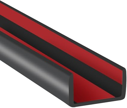 Rubber Edge Trim, 16mm(5/8) Self Adhesive Flexible U Channel Edge Protecter for Plywood, Tables, Desks, Cabinets, Counter Top, Wide U Shaped Edge Trim, Edge Banding, Black Color, 6m