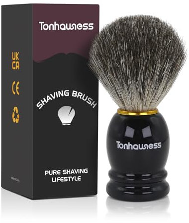 Pure Badger Bristles Shaving Brush Hand Crafted Wood Handle Shaving Brush for Barber Shave, Beard Shaving Brush for Wet Shave, Best Gift for Men (Black Handle)