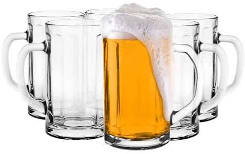 Glasmark KROSNO 1992 6 bicchieri di birra vetro trasparente 500 ml boccale di birra con manico weizen birra scura restaurante bar feste