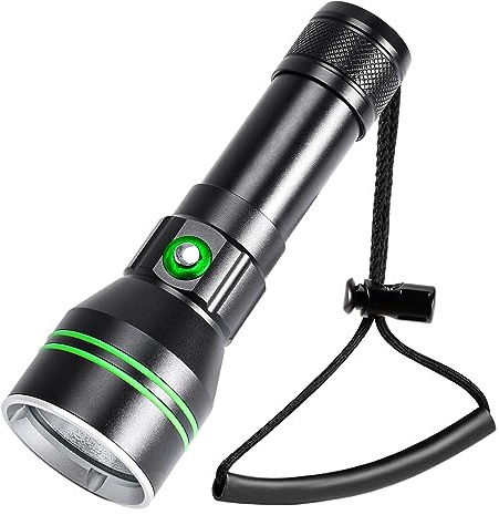 APLOS AP50 Lampe de poche, 5000 lumens Lampe de plongée, IPX8 étanche Lampe de plongée haute puissance avec batterie rechargeable et chargeur