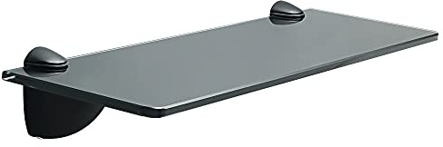 Mooche Glasregal Set,Zinklegierung Glashalter + 38x13CM Glasplatte Gehärtetes - Wandmontage mit Glashalter und Glasboden,Glasregal Badezimmer Schwarz