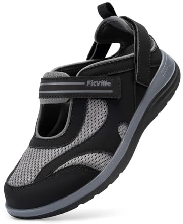 FitVille Diabetic Shoes for Women Extra Wide Width Diabetic Womens Sandals, Walking Shoes with Adjustable Closures Arch Support, Orthopedic Sandals for Flat Feet Heel Pain Relief,Plantar Fasciitis