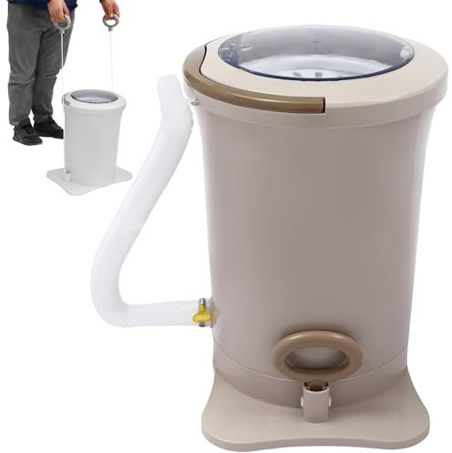 Asciugatrice manuale per vestiti, asciugatrice portatile manuale con tubo di scarico, asciugatrice compatta non elettrica con centrifuga, cestello girevole con cordino, asciugatrice per bucato(Apricot