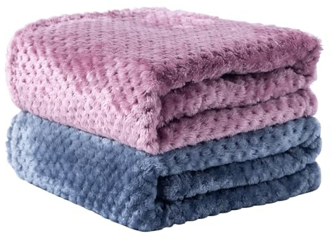 2 Pezzi Cane/Gatto Coperta Lavabile, Coperta morbida e calda per cane, coperte morbide per animali domestici a doppio strato per divani, letti (blu scuro e viola)