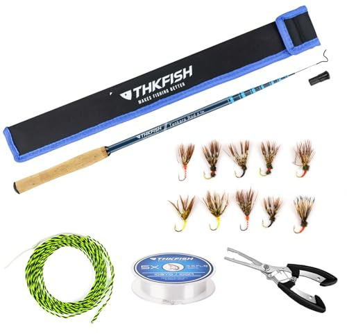 THKFISH Tenkara Rod Kit, 24T Carbon Fiber Telescopic Fly Fishing Rod Combo with Carrying Case Fishing Line and Flyfishing Lure for Streams, Trout, Bass, Salmon,8.7FT 10.6FT 11.6FT