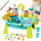 Water Play Table, Kids Sand Water Table with Electric Pump, Fishing Game Sensory Toy Educational Pretend Play for Ages 3-8 Boys Girls School Travel Pool Park Picnic Garden Playground
