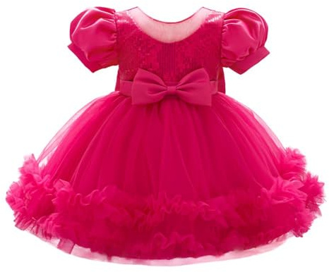 Lito Angels Girls Sequin Flower Girl Dress, Hot Pink, Age 3 Years