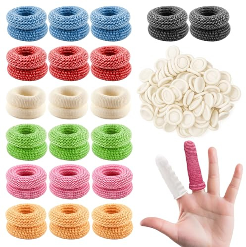 70PCS Finger Bandage, Finger Cots, Finger Protectors, Cotton & Rubber Finger Cots for Wound Protection, for Daily, Work, Kitchen, Gardening, Handicrafts and Sports Use
