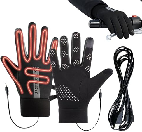 Yonuaret Guantes Calefactados,Calentador Térmico Eléctrico por USB - con 3 Modos Ajustables De Calefacción | para Adultos En Invierno Y Clima Frío, Montar, Pescar,
