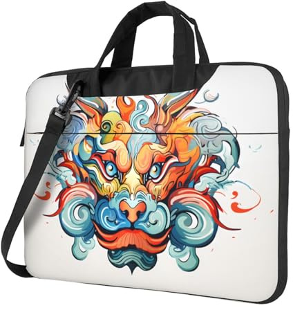 WBQLSL Bolso cruzado y maletín para laptop con estampado de expresiones divertidas, fácil de llevar para viajes de negocios y trabajo, Black, 14 inch