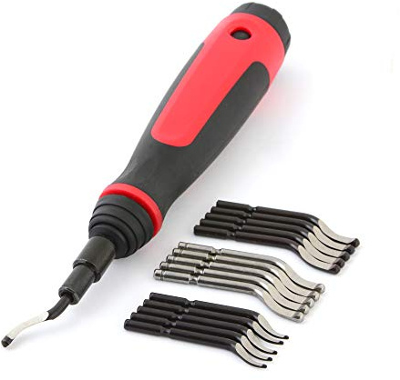 AFA Tooling Long Reach Deburring Tool with 15 High-Speed Steel Rotary Burr Removal Blades