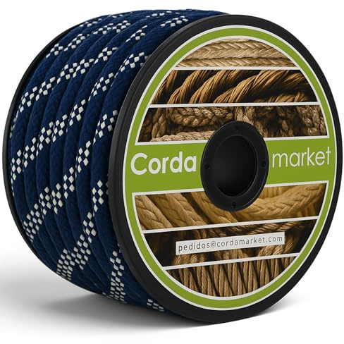 Cordamarket Cuerda skota, Adultos Unisex, Azul/Blanco, 10mm a 25mts